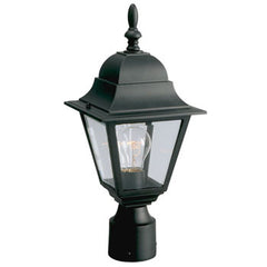 Outdoor Cast Aluminum Post Lantern 302023 BLK - Black Finish, Clear Beveled Glass, 100W Med Base, Frosted Glass, Outdoor Lighting, Galaxy Lighting - Maple Electric Supply 