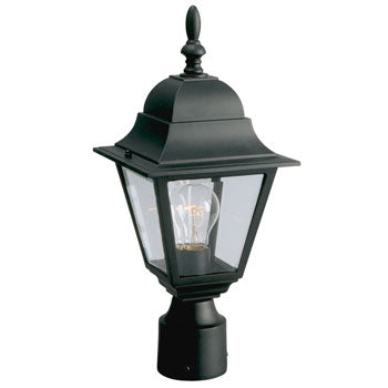 Outdoor Cast Aluminum Post Lantern 302023 BLK - Black Finish, Clear Beveled Glass, 100W Med Base, Frosted Glass, Outdoor Lighting, Galaxy Lighting - Maple Electric Supply 