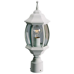 Outdoor Cast Aluminum Post Lantern - White w/ Clear Beveled Glass, 100W, Med. Base, 18-1/4"H, Non-Dimmable, Outdoor Lighting, Galaxy Lighting - Maple Electric Supply 