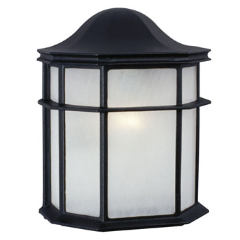 Outdoor Cast Aluminum Wall Fixture 303218BLK - Black Finish with Frosted Acrylic Diffuser, 60W Bulb, 7.5"W x 9.75"H x 4.25"E, Outdoor Lighting, Galaxy Lighting - Maple Electric Supply 