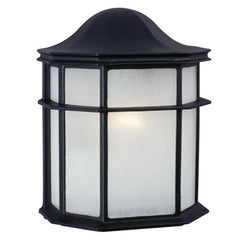 Outdoor Cast Aluminum Wall Fixture 303218BLK - Black Finish with Frosted Acrylic Diffuser, 60W Bulb, 7.5"W x 9.75"H x 4.25"E, Outdoor Lighting, Galaxy Lighting - Maple Electric Supply 