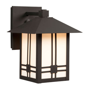 Outdoor Lantern 312010BK/WH - Black Finish with White Glass, 100W A Bulb, 7-1/8" x 10-1/4", Non-Dimmable