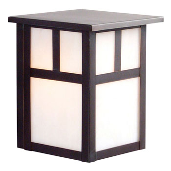Outdoor Wall Fixture 306100OBZ - Old Bronze Finish, White Marbled Glass, 1x60W Bulb, Medium Base, 6-1/4"W x 7-1/2"H, Non-Dimmable