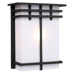 Outdoor Wall Fixture 312491BK - Black Finish with White Acrylic Lens, 60W A15 Bulb, 9.5"W x 11.5"H x 4.5"E, Non-Dimmable