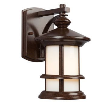 Outdoor Wall Mount Lantern 319930BZ - Bronze Finish, Ivory Art Glass, 100W Bulb, 6"W x 10"H, Non-Dimmable