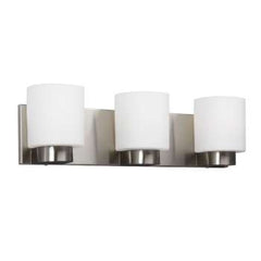 Palmer 3L Vanity Light - Brushed Nickel, 20"W, White Glass, 100W Max, Medium Base, Non-Dimmable, Sleek Modern Design