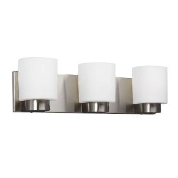 Palmer 3L Vanity Light - Brushed Nickel, 20"W, White Glass, 100W Max, Medium Base, Non-Dimmable, Sleek Modern Design