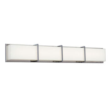 Pence LED Bath & Vanity Light - Chrome, White Glass, 3000K, Dimmable, 35"W x 5"H, 3600 Lumens, Sleek Modern Design