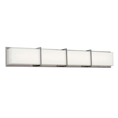 Pence LED Bath & Vanity Light - Chrome, White Glass, 3000K, Dimmable, 35"W x 5"H, 3600 Lumens, Sleek Modern Design