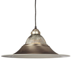 Pendant Light 811331PTR - Pewter Finish, Clear Ribbed Glass, 100W A Bulb, Med Base, 18"D x 9.5"H, Pendants, Galaxy Lighting - Maple Electric Supply 