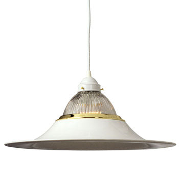 Pendant Light 811331WH - White Finish with Clear Ribbed Glass, 100W Med. Base Bulb (Not Included), 18"D x 9.5"H, Pendants, Galaxy Lighting - Maple Electric Supply 