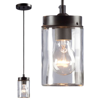 Quentin 1-Light Mini-Pendant - Oil Rubbed Bronze, Clear Glass Shade, 40W Med. Base Bulb Included, Non-Dimmable, Mini-Pendants, Galaxy Lighting - Maple Electric Supply 