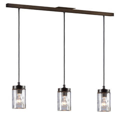 Quentin 3-Light Island Pendant - Oil Rubbed Bronze, Clear Glass Shade, 40W Bulbs Included, 36" Length, Non-Dimmable, Pendants, Galaxy Lighting - Maple Electric Supply 