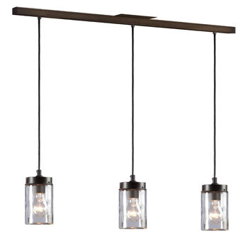 Quentin 3-Light Island Pendant - Oil Rubbed Bronze, Clear Glass Shade, 40W Bulbs Included, 36" Length, Non-Dimmable, Pendants, Galaxy Lighting - Maple Electric Supply 