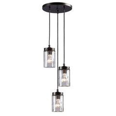 Quentin 3-Light Multi-Light Pendant - Oil Rubbed Bronze, Clear Glass, Dimmable 40W Bulbs Included, 10"x6.125" Size, Pendants, Galaxy Lighting - Maple Electric Supply 