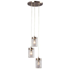 Quentin 3-Light Pendant - Brushed Nickel, Clear Glass - 40W Med. Base, Dimmable, 10"D x 6-1/8"H, Bulbs Not Included, Pendants, Galaxy Lighting - Maple Electric Supply 
