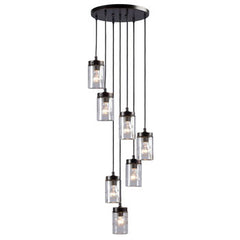 Quentin 7-Light Multi-Light Pendant, Oil Rubbed Bronze Finish, Clear Glass Shades, 40W Included, Non-Dimmable, Med. Base, Pendants, Galaxy Lighting - Maple Electric Supply 