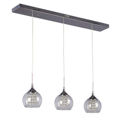 Rihanna Chrome 3-Light Island Pendant - Clear Crystal Beads & Glass, G4 Bulbs Included, 36" Long, Pendants, Galaxy Lighting - Maple Electric Supply 