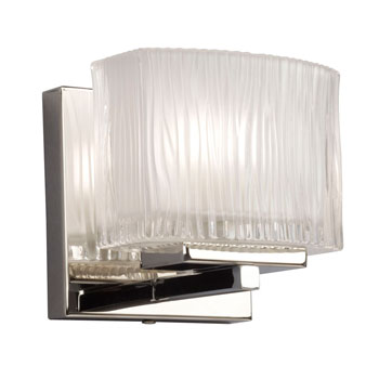 Ripple 1L Vanity Light - Chrome Finish, Clear Glass with Sand Blasted Interior, G9 Socket, 50W, 5"x5"x4.25", Non-Dimmable - Sleek and Modern Design
