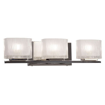 Ripple 3-Light Vanity Fixture, Chrome Finish, G9 Bulb, 50W – Clear Sand Blasted Glass, 20"W x 5"H, Non-Dimmable
