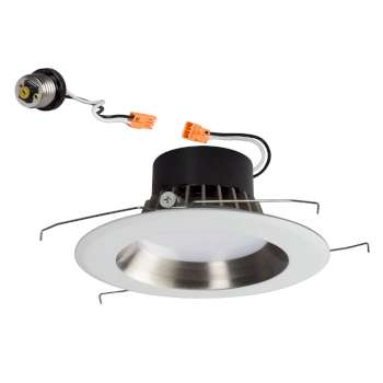 RL-RT560BN 5"/6" LED Retrofit Trim Downlight, Dimmable 3000K, Brushed Nickel Finish with White Ring, Recessed Lighting, Galaxy Lighting - Maple Electric Supply 