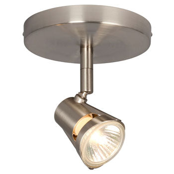 Single Halogen Monopoint 755597BN - Brushed Nickel Finish, GU10 Bulb, 50W, Dimmable, 4-3/4"D x 5"H, Track Lighting, Galaxy Lighting - Maple Electric Supply 