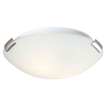 Sola - 680412BN/WH 12" Flush Mount Ceiling Light, Brushed Nickel Clips, Painted White Glass, 2x60W Bulbs, Med. Base, Ceiling Fixtures, Galaxy Lighting - Maple Electric Supply 