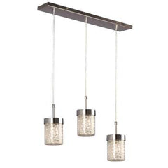 Sparkle 3L Chrome Pendant Light, Clear Crystal Glass, Dimmable, 3x50W G9 (Bulbs Not Included) - 20"x4.5", Pendants, Galaxy Lighting - Maple Electric Supply 