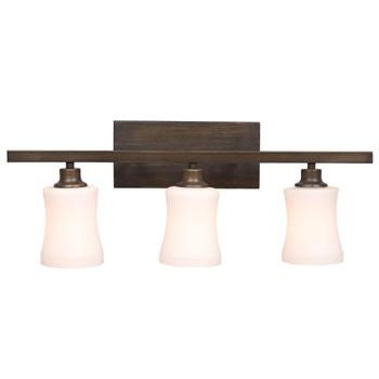 Three Light Vanity - Oil Rubbed Bronze, 24" Wide, White Glass, 100W Bulbs, Dimmable - Elegant Bathroom Fixture, Bath & Vanity Lights, Galaxy Lighting - Maple Electric Supply 