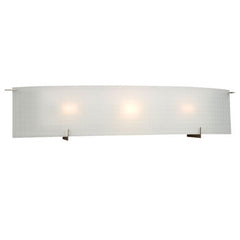 Three Light Vanity - Pewter Finish, Frosted Checkered Glass, 32-5/8"x6-3/4"x4-3/8", 100W, Non-Dimmable, Elegant Bathroom Lighting Fixture, Bath & Vanity Lights, Galaxy Lighting - Maple Electric Supply 