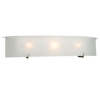Three Light Vanity - Pewter Finish, Frosted Checkered Glass, 32-5/8"x6-3/4"x4-3/8", 100W, Non-Dimmable, Elegant Bathroom Lighting Fixture, Bath & Vanity Lights, Galaxy Lighting - Maple Electric Supply 