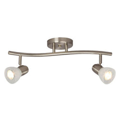 Two-Light Halogen Track Light – Brushed Nickel, Frosted Glass, 50W GU10 Bulbs, 19" – Modern Design, Non-Dimmable, Track Lighting, Galaxy Lighting - Maple Electric Supply 