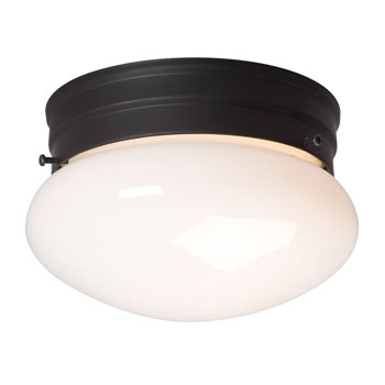 Utility Flush Mount 810208ORB - Oil Rubbed Bronze, White Glass, Med Base, 60W, Non-Dimmable, Ceiling Fixtures, Galaxy Lighting - Maple Electric Supply 