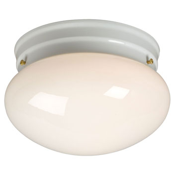 Utility Flush Mount 810208WH - White Finish, 60W, 7-3/8"D x 4-3/4"H, Non-Dimmable, Med. Base, Ceiling Fixtures, Galaxy Lighting - Maple Electric Supply 