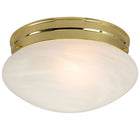 Utility Flush Mount Ceiling Light, 810310PB-113NPF - Polished Brass Finish, Marbled Glass, CFL 13W GX23 Base, Non-Dimmable