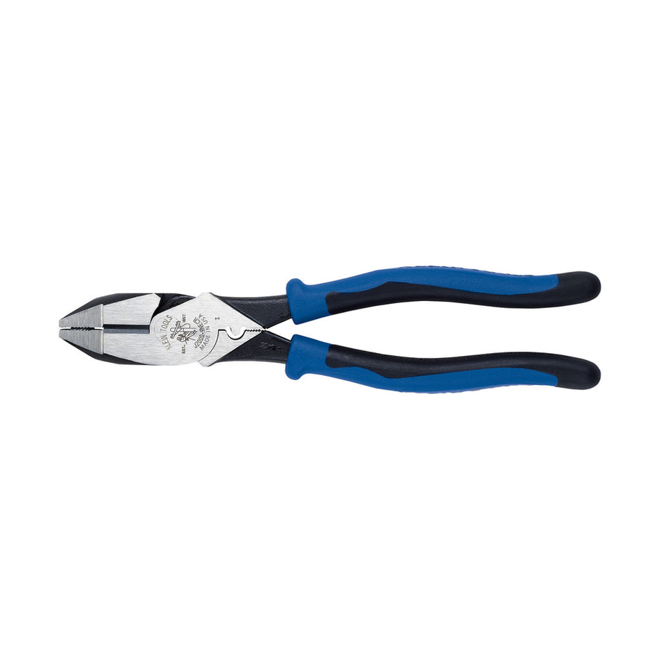 Heavy-Duty Lineman's Pliers, Crimping, 9-Inch, High-Leverage - Connector Crimping; High-Leverage Side-Cutters; Journeyman Pliers, Klein Tools - Maple Electric Supply 