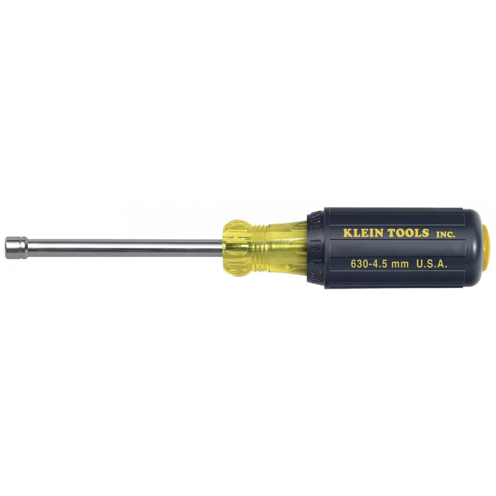 4.5 mm Cushion-Grip Nut Driver 3-Inch Hollow Shaft, Metric, Klein Tools - Maple Electric Supply 