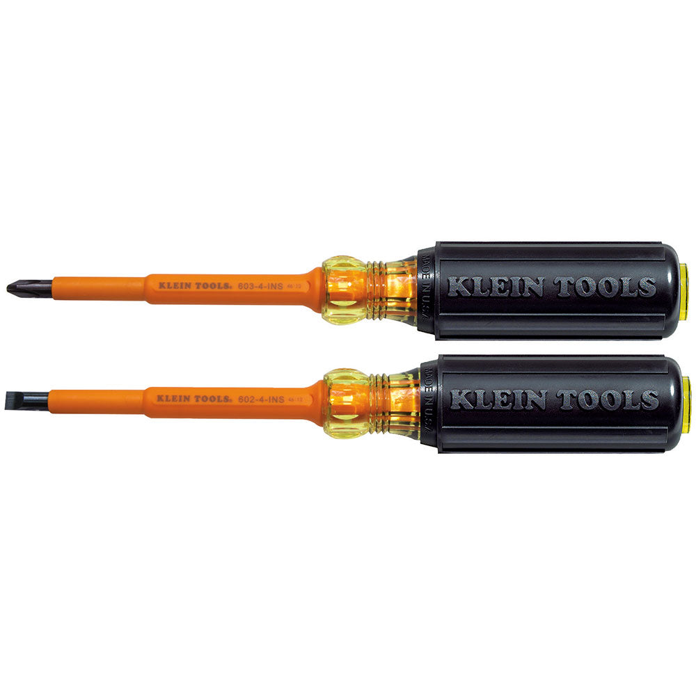4-Inch Insulated Screwdriver Set, 2-Piece, Insulated Screwdriver Sets, Klein Tools - Maple Electric Supply 