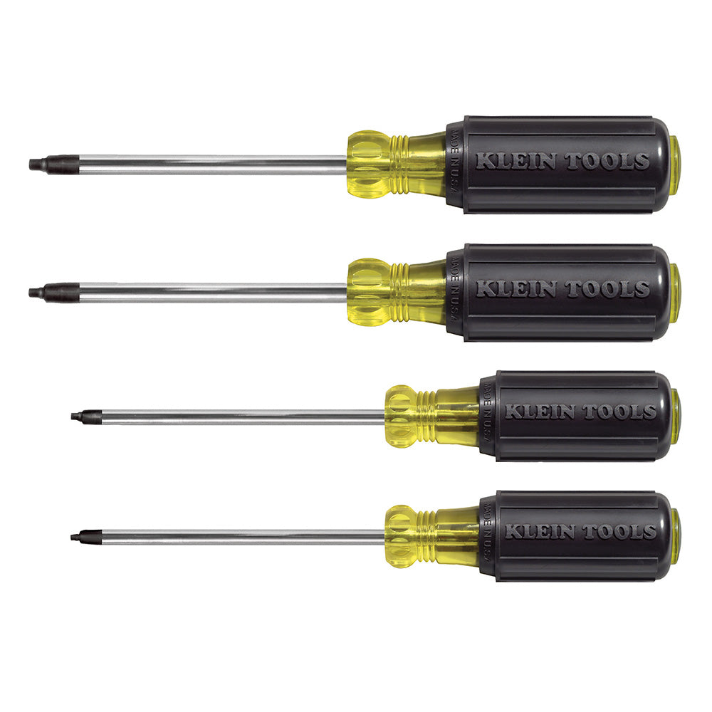 4 Piece Square Recess Screwdriver Set, Cushion-Grip Screwdriver Sets, Klein Tools - Maple Electric Supply 