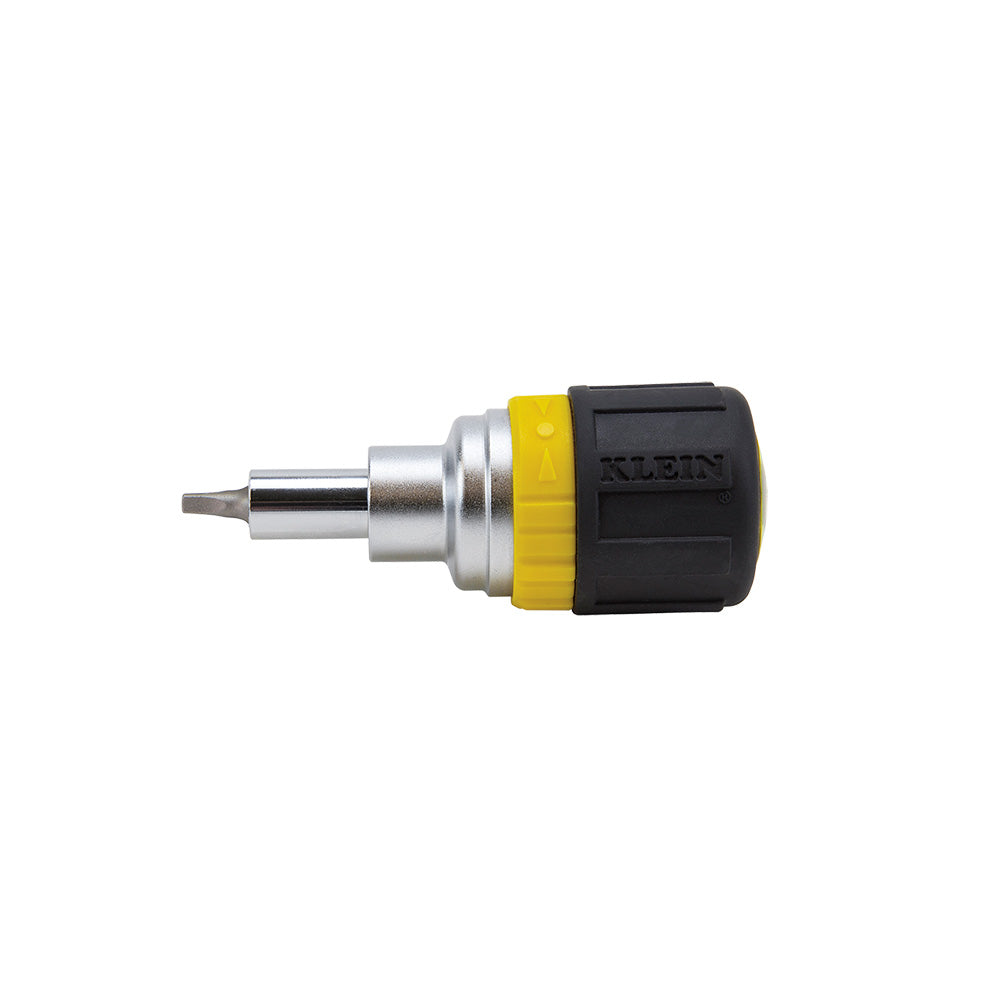 6-in-1 Stubby Screwdriver Square Recess, Interchangeable Drivers; Multi-Bit, Klein Tools - Maple Electric Supply 