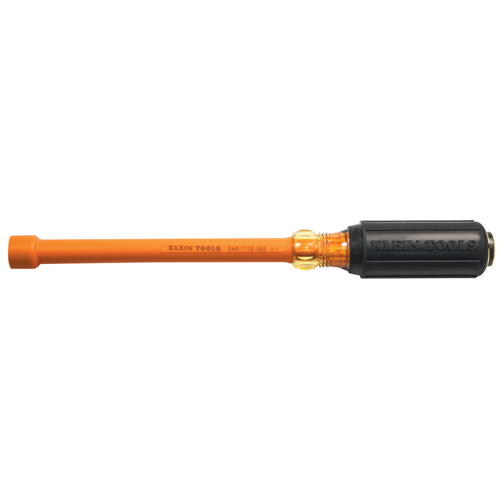 7/16-Inch Insulated Nut Driver 6-Inch Hollow Shaft, Insulated 6" Hollow-Shaft; Insulated Screwdrivers and Nut Drivers, Klein Tools - Maple Electric Supply 