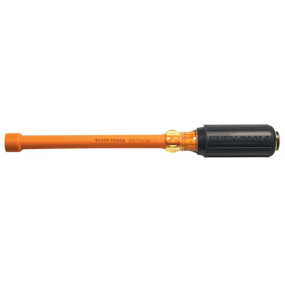 7/16-Inch Insulated Nut Driver 6-Inch Hollow Shaft, Insulated 6" Hollow-Shaft; Insulated Screwdrivers and Nut Drivers, Klein Tools - Maple Electric Supply 