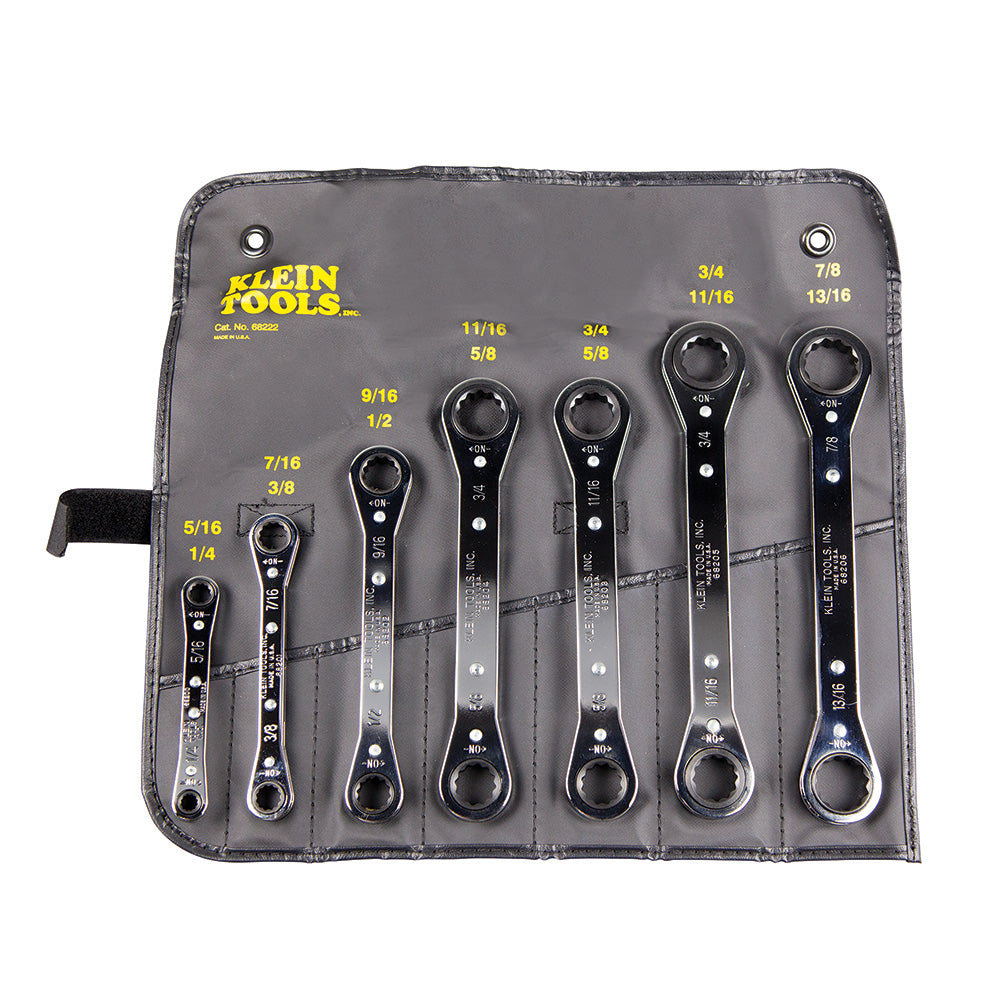 7 Piece Ratcheting Box Wrench Set, Ratcheting Box Wrenches - Standard, Klein Tools - Maple Electric Supply 