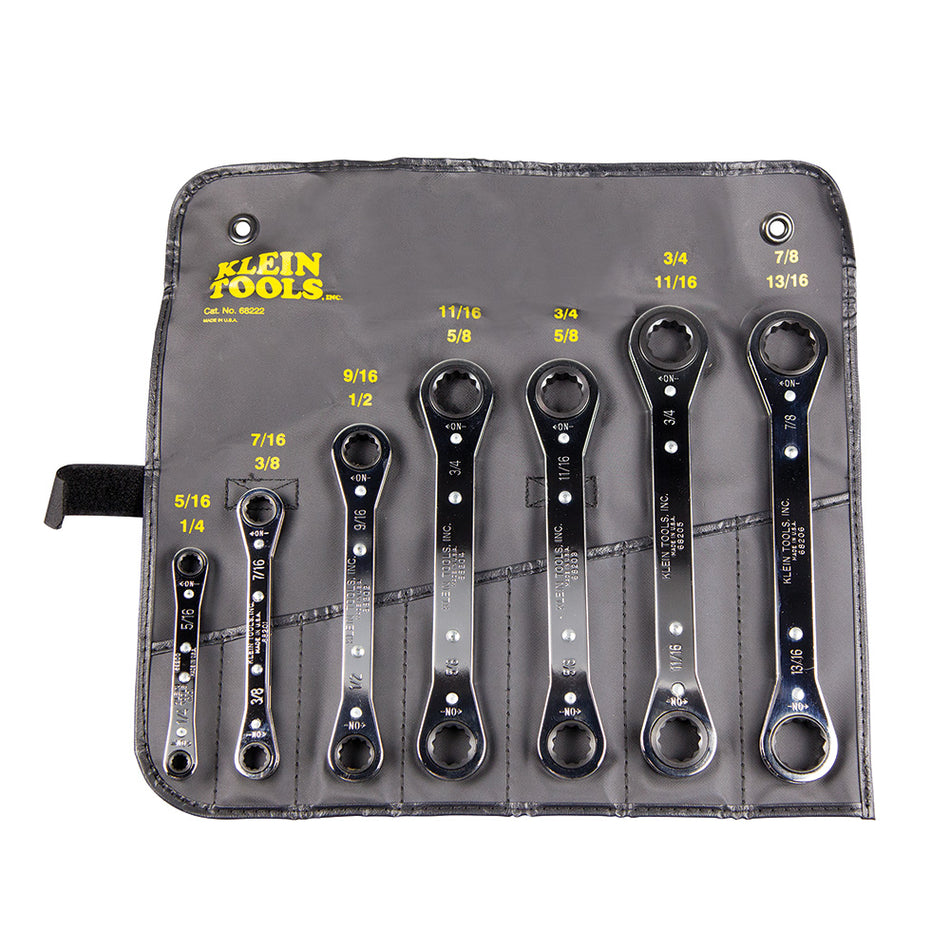 7 Piece Ratcheting Box Wrench Set, Ratcheting Box Wrenches - Standard, Klein Tools - Maple Electric Supply 