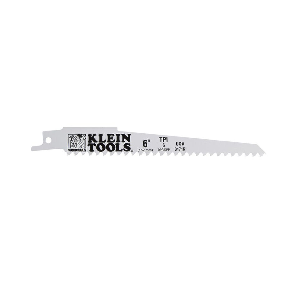 Klein Tools Reciprocating Saw Blades, 6 TPI, 6-Inch, 5-Pack