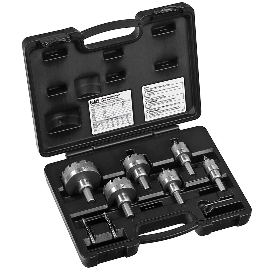 Master Electricians Hole Cutter Kit 8-Piece, Carbide-Tipped Hole Cutter Kits, Klein Tools - Maple Electric Supply 