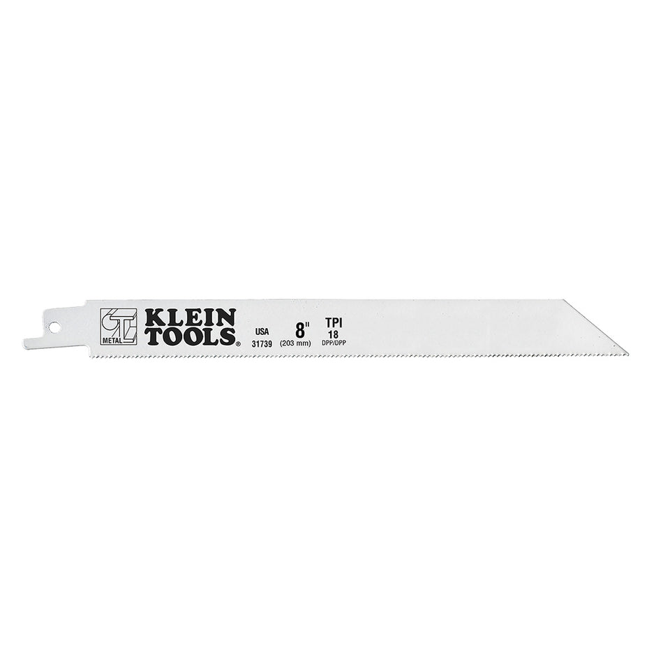 Reciprocating Saw Blades, 18 TPI, 8-Inch, 5-Pack, Reciprocating Saw Blades, Klein Tools - Maple Electric Supply 