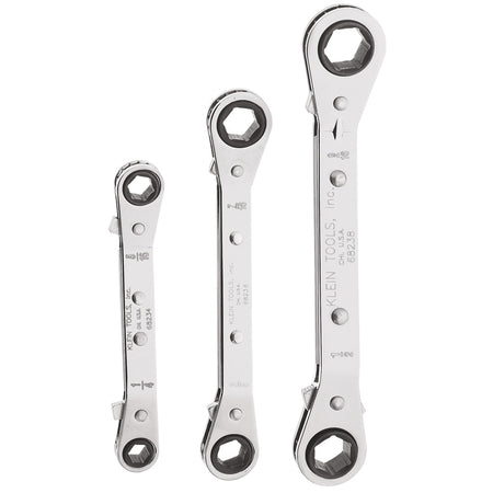 Reversible Ratchet Box Wrench Set, 3-Piece, Ratcheting Offset Box Wrenches, Klein Tools - Maple Electric Supply 