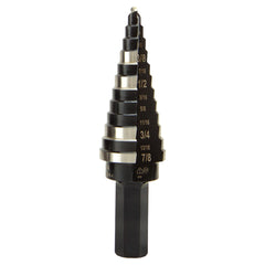 Step Drill Bit #14 Double-Fluted, 3/16 to 7/8-Inch, High Speed Steel - Double Flute, Klein Tools - Maple Electric Supply 