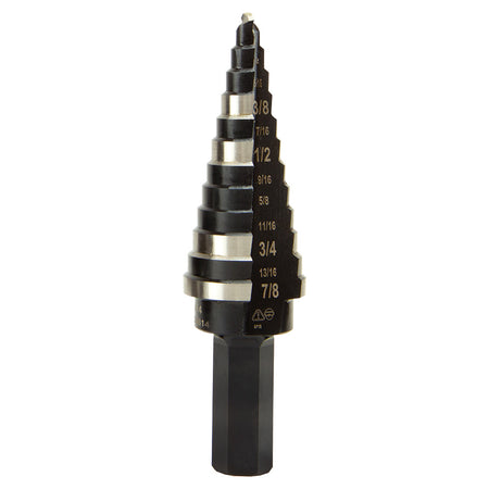 Step Drill Bit #14 Double-Fluted, 3/16 to 7/8-Inch, High Speed Steel - Double Flute, Klein Tools - Maple Electric Supply 